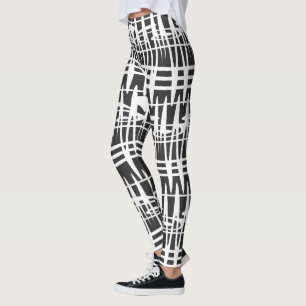 Abstracte moderne witte geometrische lijnen kunst leggings