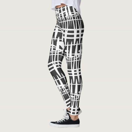 Abstracte moderne witte geometrische lijnen kunst leggings (Links)