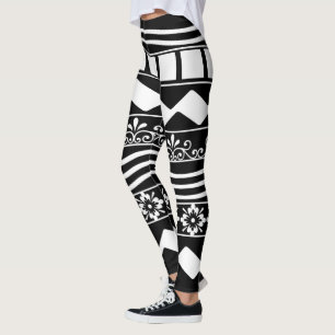 Abstracte moderne witte geometrische lijnen kunst leggings