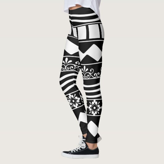 Abstracte moderne witte geometrische lijnen kunst leggings (Links)