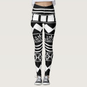 Abstracte moderne witte geometrische lijnen kunst leggings (Voorkant)