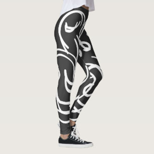 Abstracte moderne witte geometrische lijnen kunst leggings