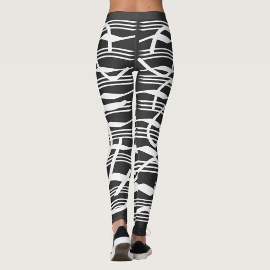 Abstracte moderne witte geometrische lijnen kunst leggings (Achterkant)