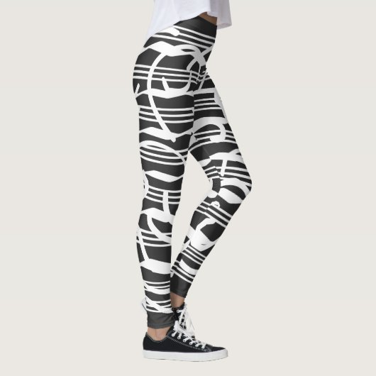 Abstracte moderne witte geometrische lijnen kunst leggings (Rechts)