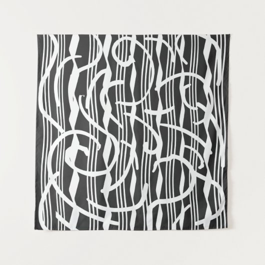 Abstracte moderne witte geometrische lijnen kunst wandkleed (Voorkant (horizontaal))