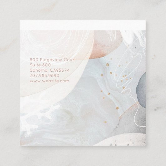Abstracte moderne zachte Waterverf Vierkante Visitekaartje (Achterkant)