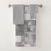 Abstracte moderne zilveren vierkanten bad handdoek (Insitu)