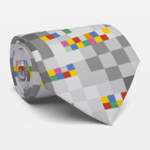 Abstracte moderne zwart-wit- en kleurenblokken Man Stropdas (Opgerold)