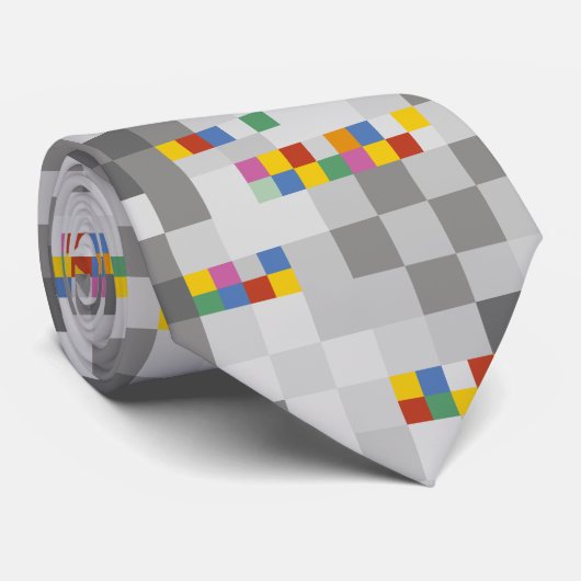 Abstracte moderne zwart-wit- en kleurenblokken Man Stropdas (Opgerold)
