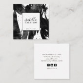 Abstracte Moderne Zwart Wit Make-up Artiest Vierkante Visitekaartje (Voorkant / Achterkant)