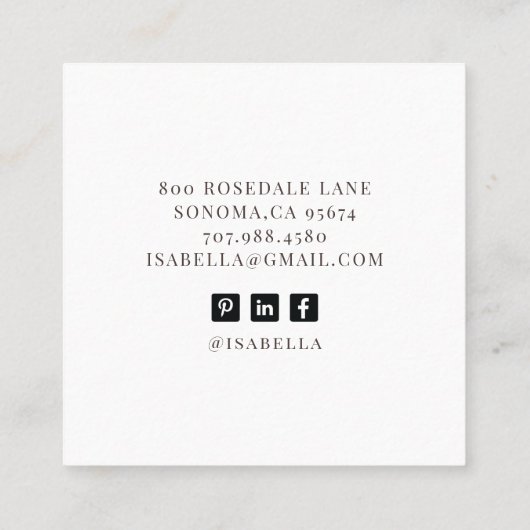 Abstracte Moderne Zwart Wit Make-up Artiest Vierkante Visitekaartje (Achterkant)