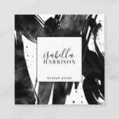 Abstracte Moderne Zwart Wit Make-up Artiest Vierkante Visitekaartje (Voorkant)