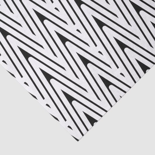 Abstracte moderne zwart-wit Zig Zag Tissuepapier (Detail)