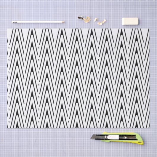 Abstracte moderne zwart-wit Zig Zag Tissuepapier (Craft)