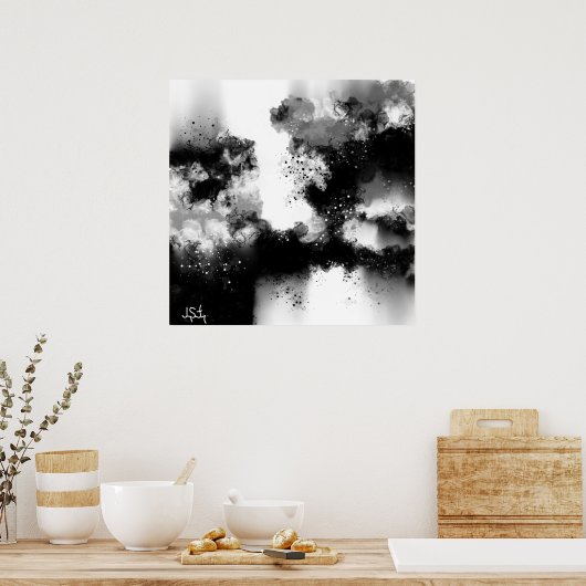 Abstracte moderne zwart-witafdrukken poster (Keuken)