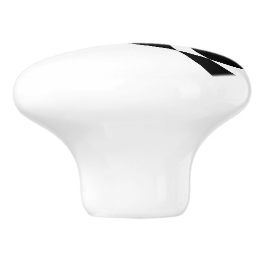 Abstracte moderne zwart-witkunst keramische knop (Zijkant)