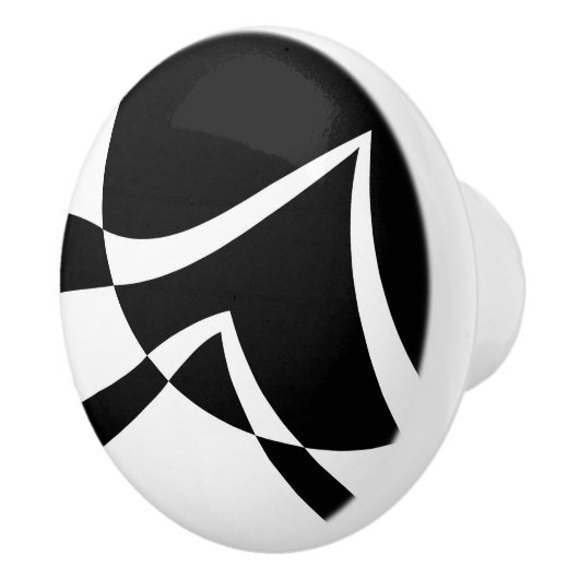 Abstracte moderne zwart-witkunst keramische knop (Rechts)
