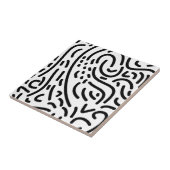 Abstracte moderne zwarte en witte doedelen tegeltje (Zijkant)