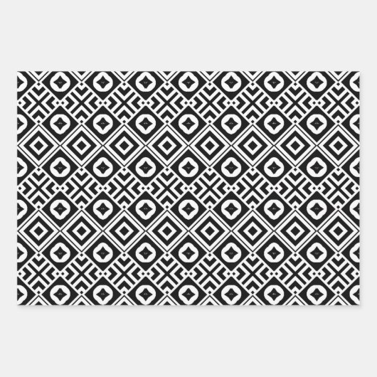 Abstracte moderne zwarte en witte geometrische pat inpakpapier vel (Voorkant 2)