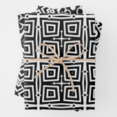 Abstracte moderne zwarte en witte geometrische pat inpakpapier vel (In situ)