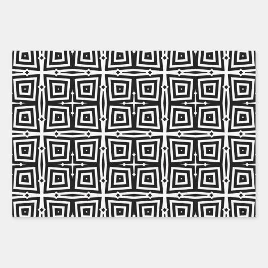Abstracte moderne zwarte en witte geometrische pat inpakpapier vel (Voorkant)