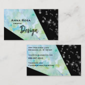 *~* Abstracte moderne zwarte glitter geometrische  Visitekaartje (Voorkant / Achterkant)