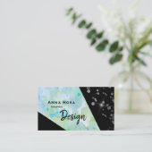 *~* Abstracte moderne zwarte glitter geometrische  Visitekaartje (Staand voorkant)