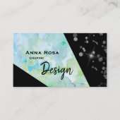 *~* Abstracte moderne zwarte glitter geometrische  Visitekaartje (Voorkant)