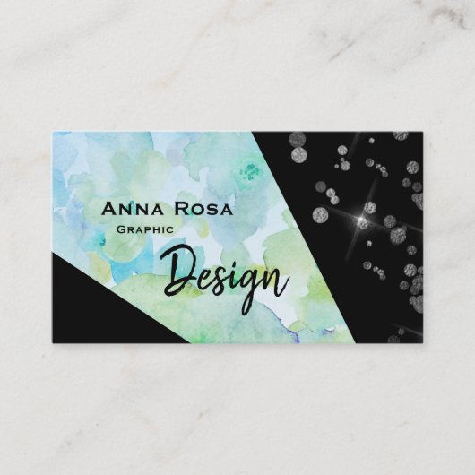 *~* Abstracte moderne zwarte glitter geometrische  Visitekaartje (Voorkant)