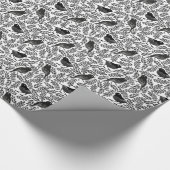 Abstracte moderne zwarte vogels en bladeren cadeaupapier (Hoek)