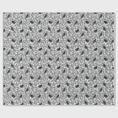 Abstracte moderne zwarte vogels en bladeren cadeaupapier (Vlak)