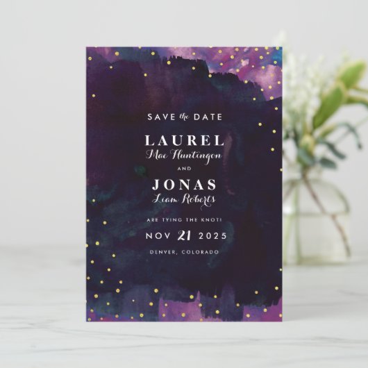 Abstracte moderne zwarte Waterverf Sla de datum op Save The Date (Staand voorkant)