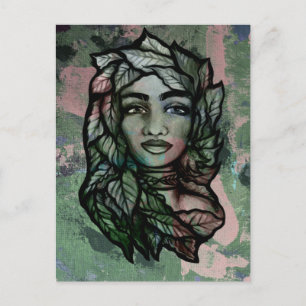 Abstracte moeder aarde Gaia Goddess Green Witch Briefkaart
