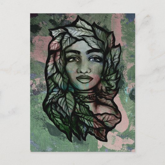 Abstracte moeder aarde Gaia Goddess Green Witch Briefkaart (Voorkant)