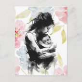 Abstracte moeder en kind inkt en waterverf briefkaart (Voorkant)