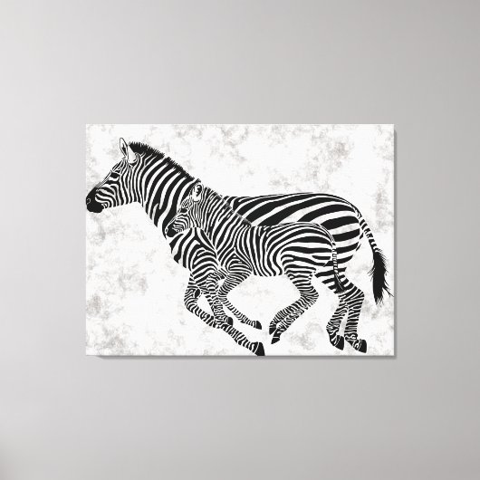 Abstracte moeder en kind zebra's canvas afdruk (Voorkant)