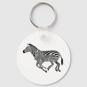 Abstracte Moeder Zebras en Kind Sleutelhanger