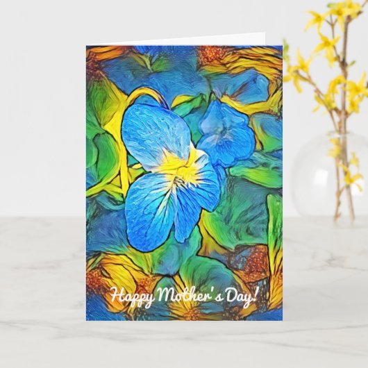 Abstracte Moederdagkaart met wilde viooltjesbloem Kaart (Gele Bloem)
