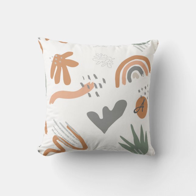 Abstracte Mondern Thrwo Pillow Terracotta Monogram Kussen (Voorkant)