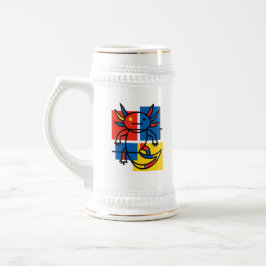 Abstracte Mondriaan Axolotl minimalistische neoten Bierpul