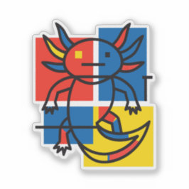 Abstracte Mondriaan Axolotl minimalistische neoten Sticker