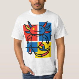 Abstracte Mondriaan Axolotl minimalistische neoten T-shirt