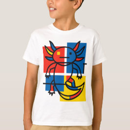 Abstracte Mondriaan Axolotl minimalistische neoten T-shirt