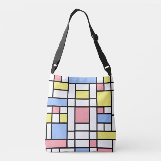 Abstracte Mondriaanse kunst met pasteelkleuren Crossbody Tas (Achterkant)