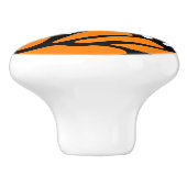 Abstracte monoboogvlinder met Oranje zwart wit Keramische Knop (Zijkant)