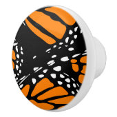 Abstracte monoboogvlinder met Oranje zwart wit Keramische Knop (Rechts)
