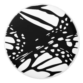 Abstracte monoboogvlinder Wing Black & White Cera Keramische Knop