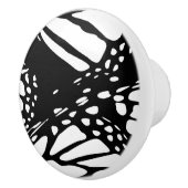Abstracte monoboogvlinder Wing Black & White Cera Keramische Knop (Rechts)