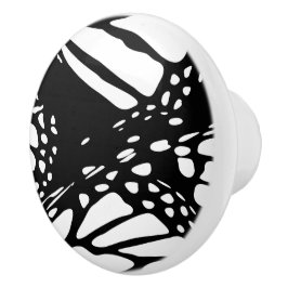 Abstracte monoboogvlinder Wing Black & White Cera Keramische Knop