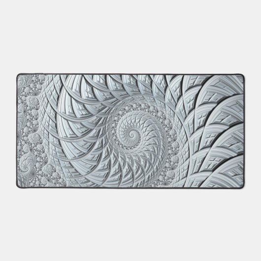 Abstracte Monochrome Grijze Spiraalvormige Fractal Bureaumat (Voorkant)